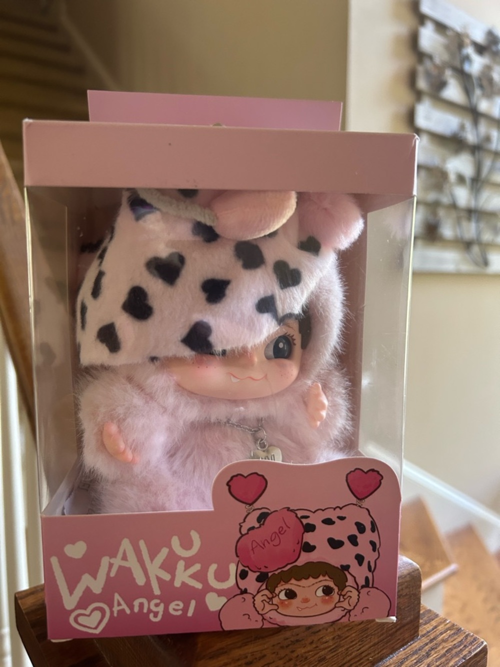 Wakuku Angel Pink Heart Plush Doll in Box